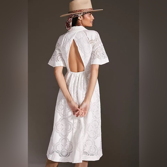 Maeve Anthropologie Eyelet Midi Dress Size 14 - Picture 2 of 15